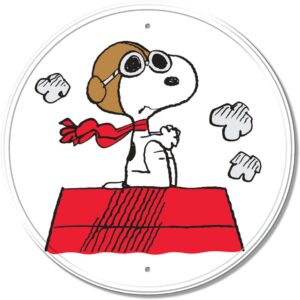 Snoopy Red Baron 11.5" Metal Sign - Embrace the Adventure of Aviation with Iconic Peanuts Decor