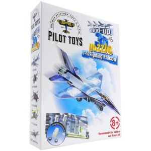 Pilot Toys Interactive F-16 Fighting Falcon Wind-Up & Race 3D Airplane Puzzle Kit