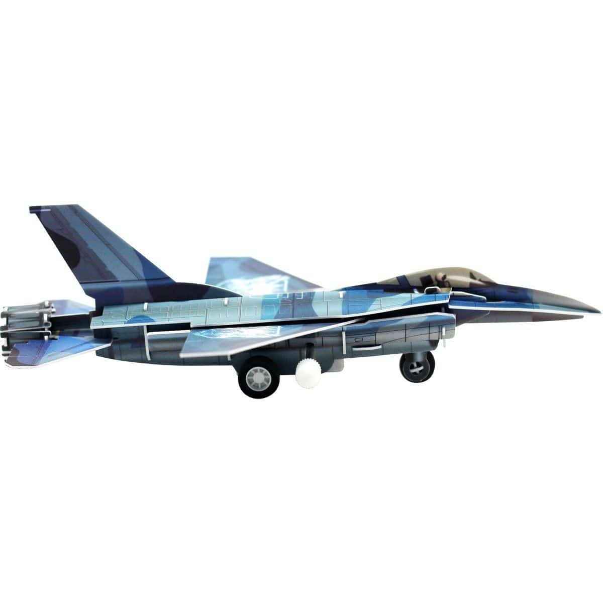Pilot Toys Interactive F-16 Fighting Falcon Wind-Up & Race 3D Airplane Puzzle Kit