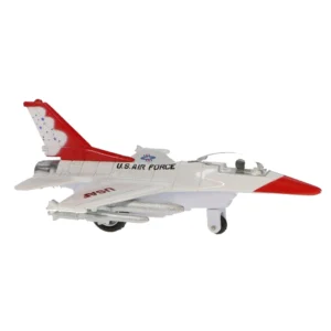 Diecast F-16 Falcon fighter jet toy with pullback motor in USAF paint scheme