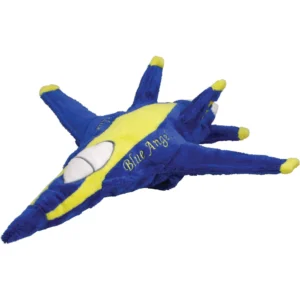 Plush toy F/A-18 Hornet jet in Blue Angels blue and gold colors