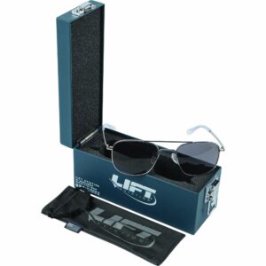 Titanium aviator sunglasses for pilots, silver frame with non-polarized lenses