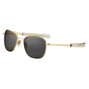 Randolph Aviator 23K Gold E.P. Bayonet Clear Non-Polarized American Gray Glass Military Sunglasses