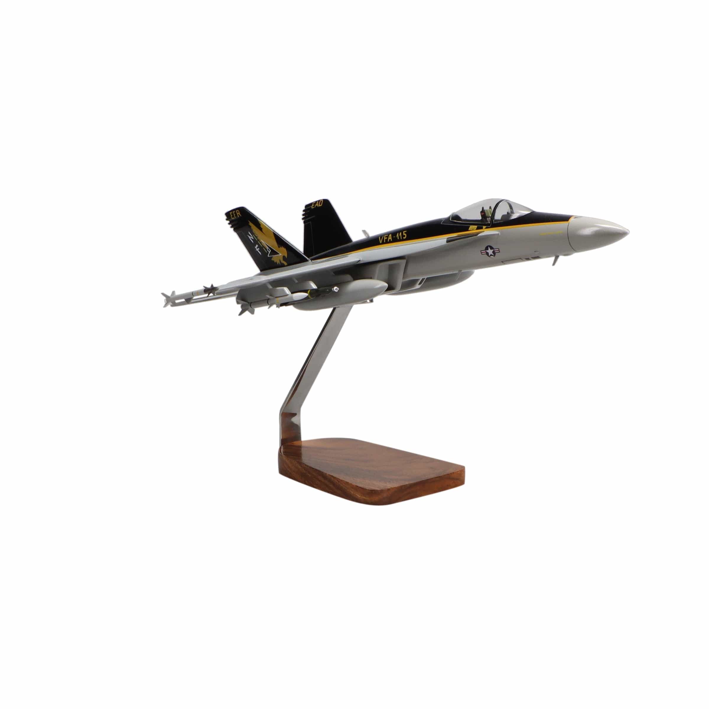 McDonnell Douglas F/A-18E Super Hornet w/Armaments Clear Canopy Large Mahogany Model