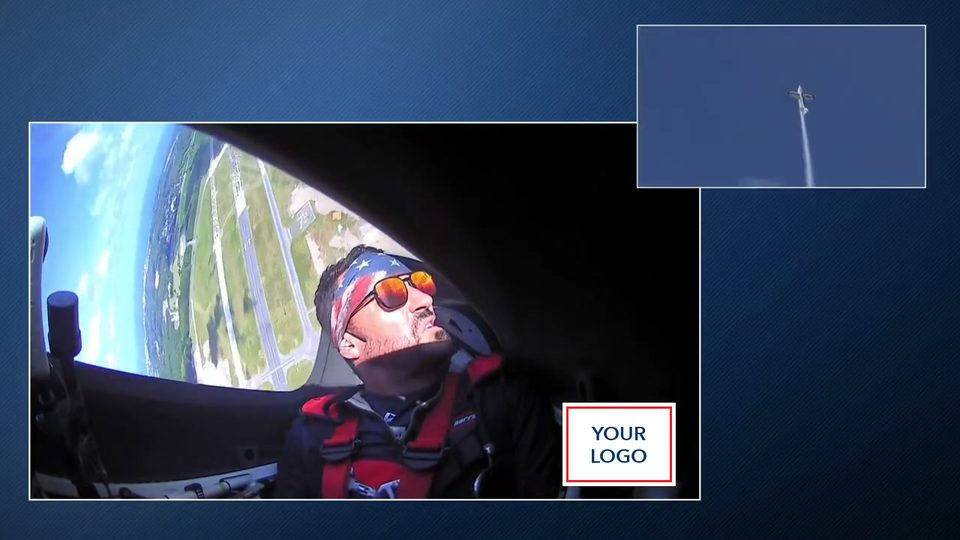 Onboard cockpit camera with a sponsor logo frame